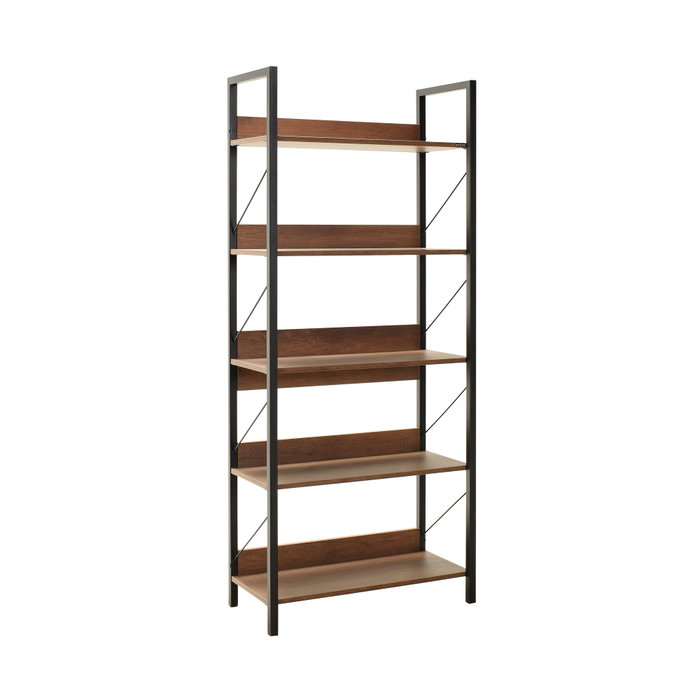 Hanah Home Ktp-850-Oo-1 Estantería de Nogal con Estructura Metálica, 73x172x35 cm, Tablero Melamina.